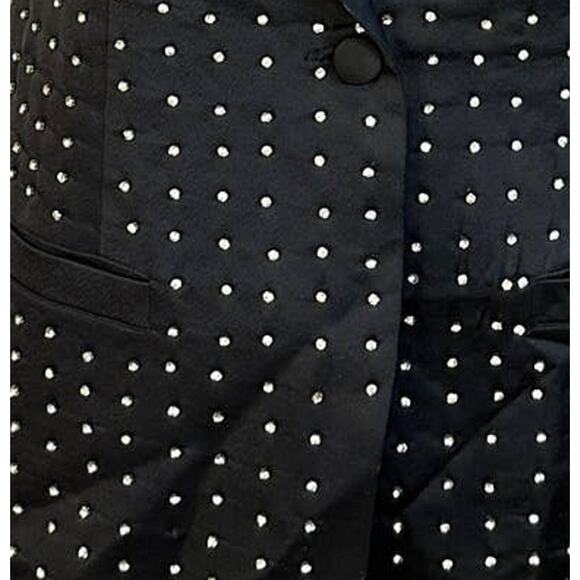Nasty Gal Collection Black Rhinestone Satin Blazer MEDIUM Studded Cocktail RARE - Picture 3 of 9